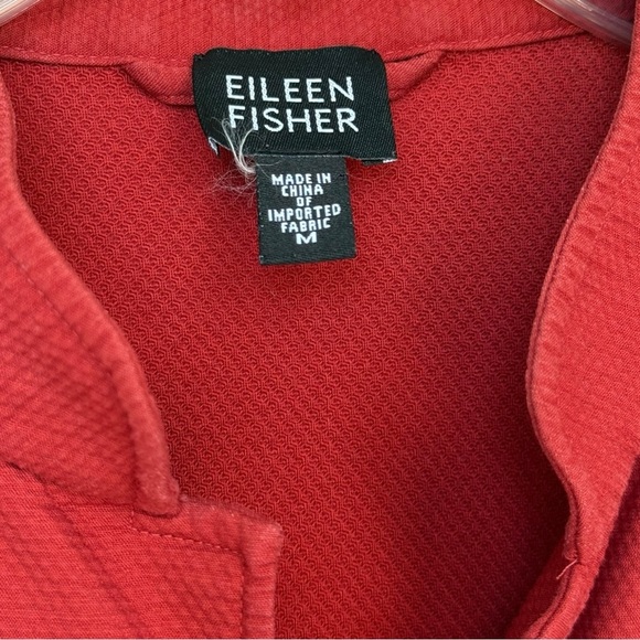 Eileen Fisher Textured Pique Cotton Jacket Sz Medium Red Orange Lightweight - Picture 3 of 7